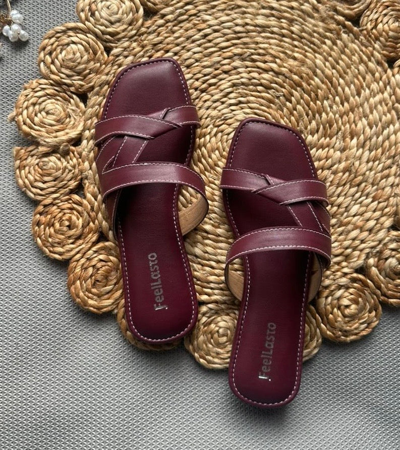Burgandy bloom flats