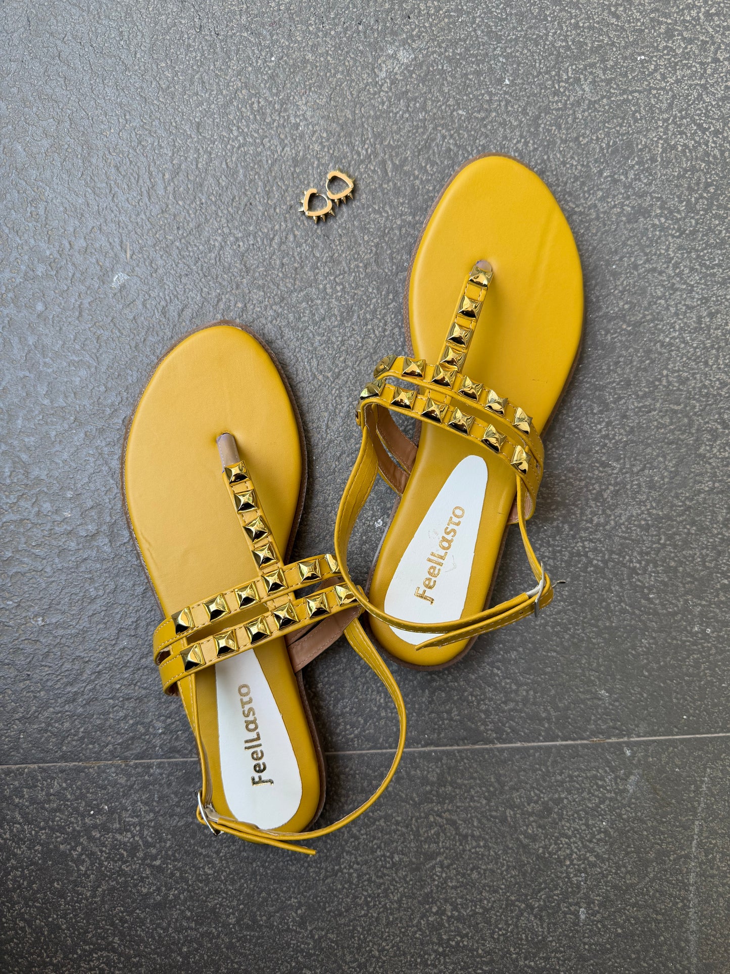 Mustard T Strap Flats