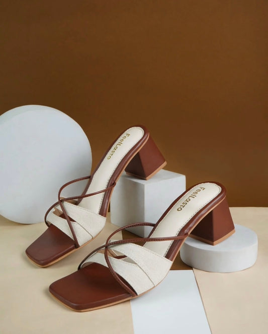 Canvas beige heels