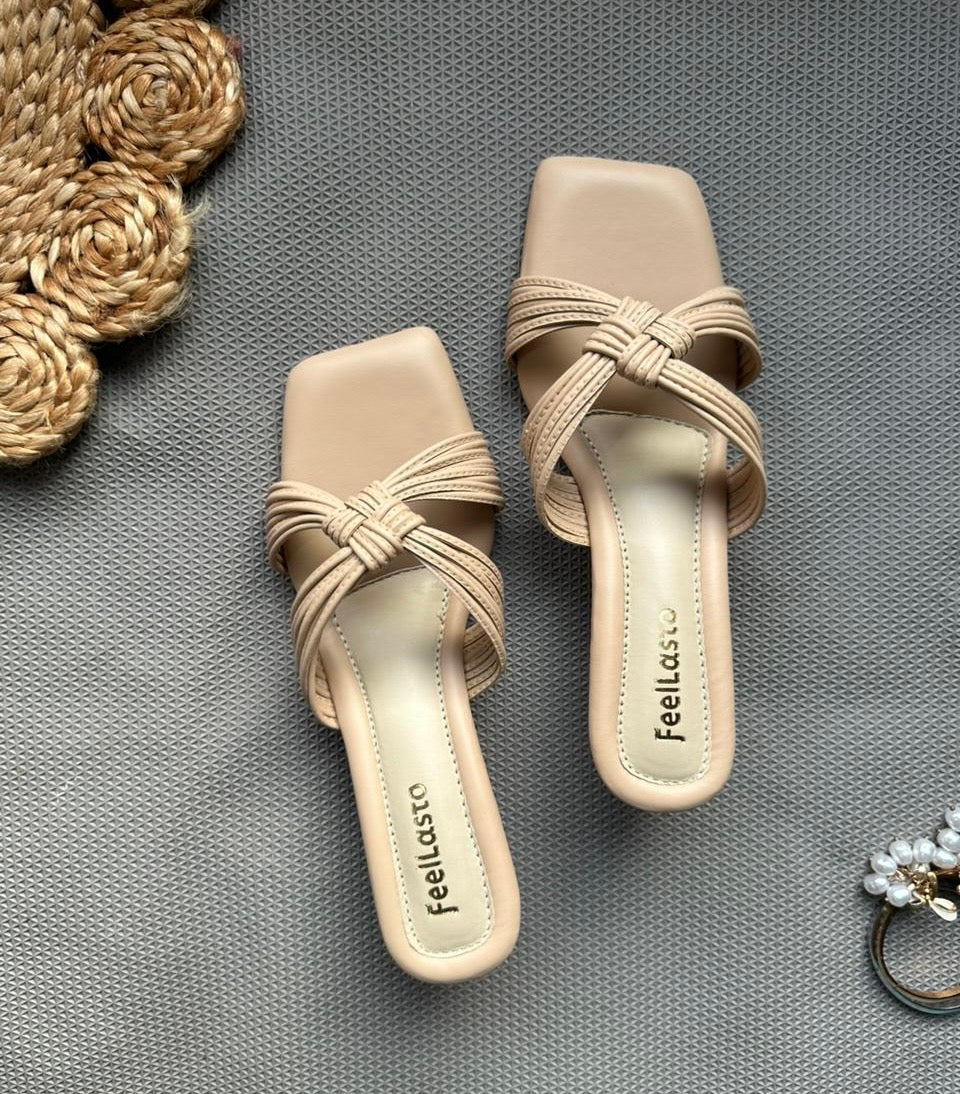 Nude knotty heels