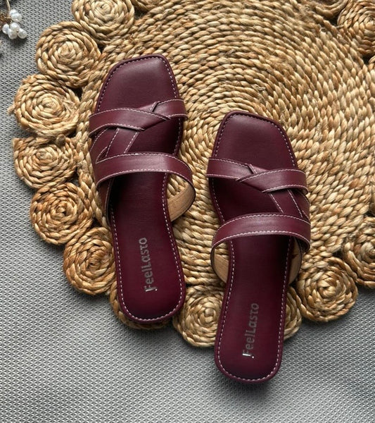 Burgandy bloom flats