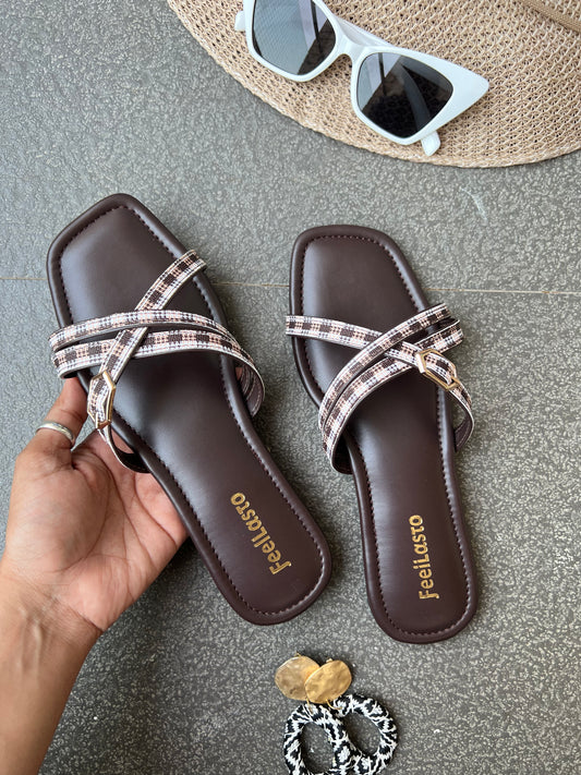 Brown Criss-Cross Flats