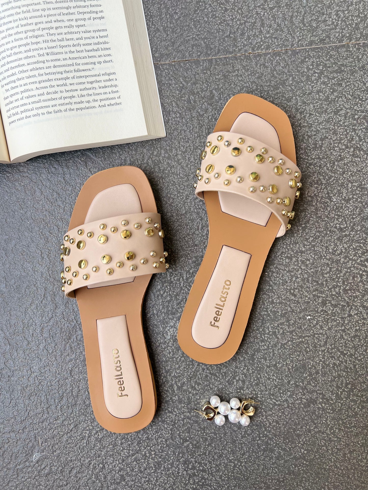 Beige Beads Flats