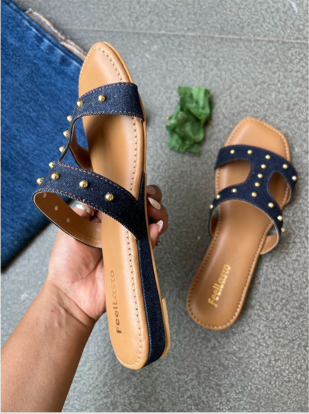 Denim H Studded heels