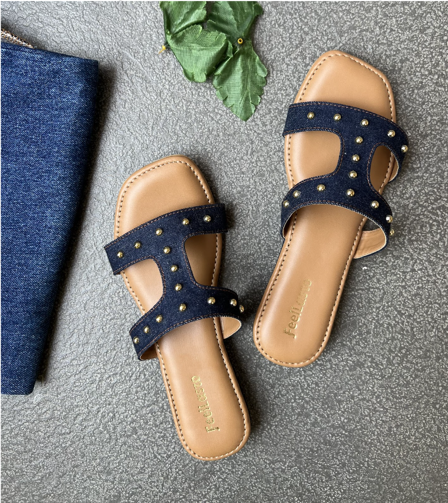 Denim H Studded heels