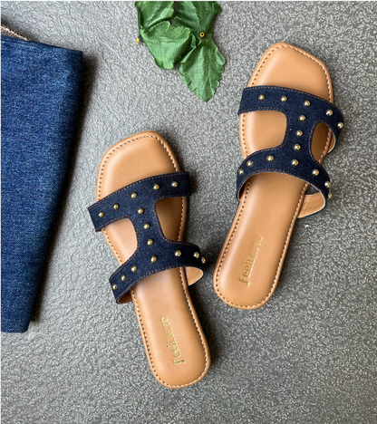 Denim H Studded heels