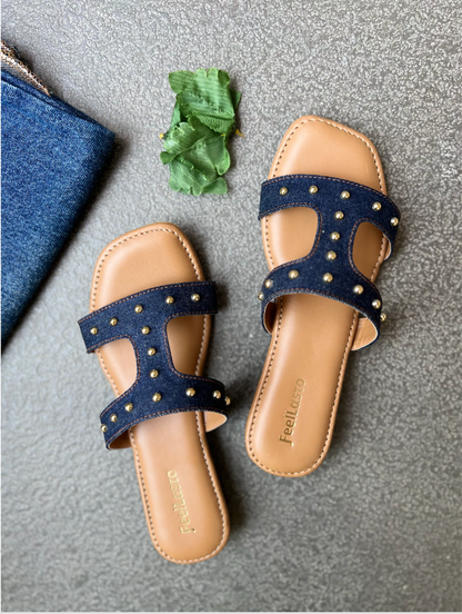 Denim H Studded heels